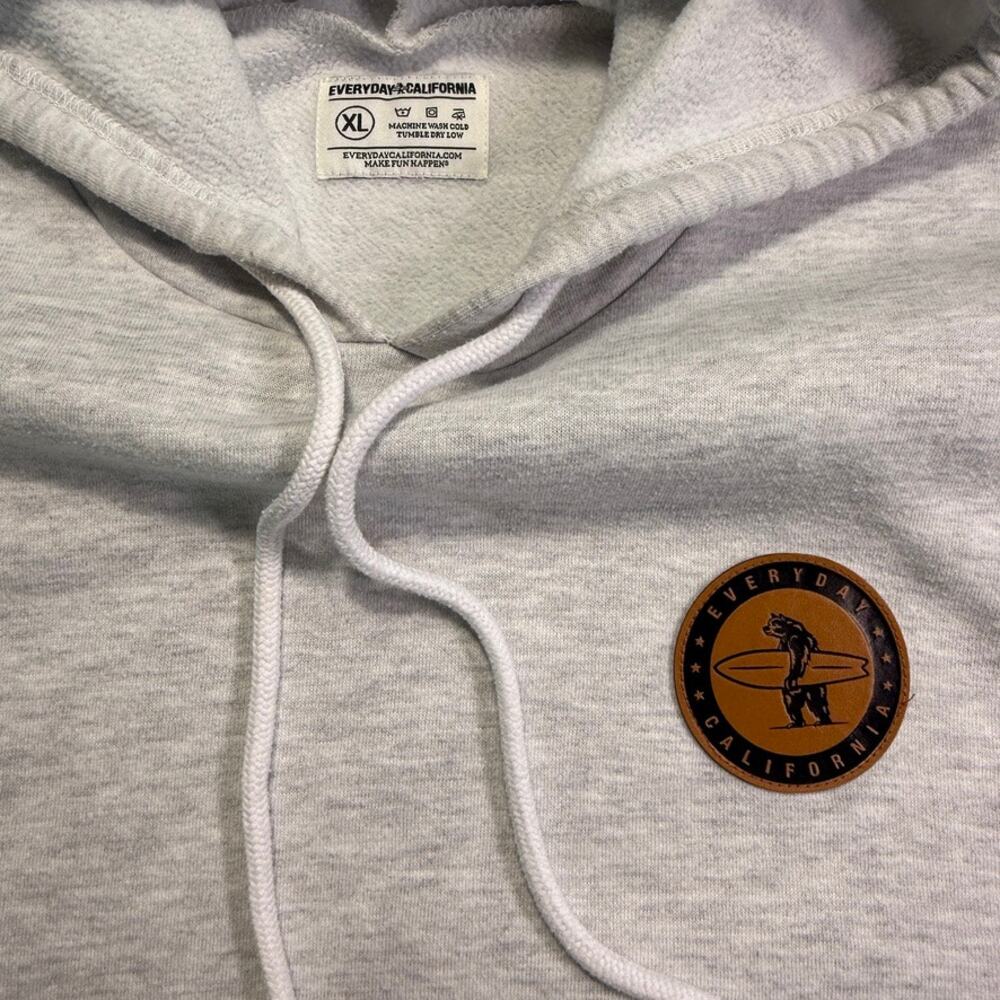 Everyday California Hoodie XL Gray Surf Bear Logo Fleece Pullover Sweatshirt - Picture 9 of 9